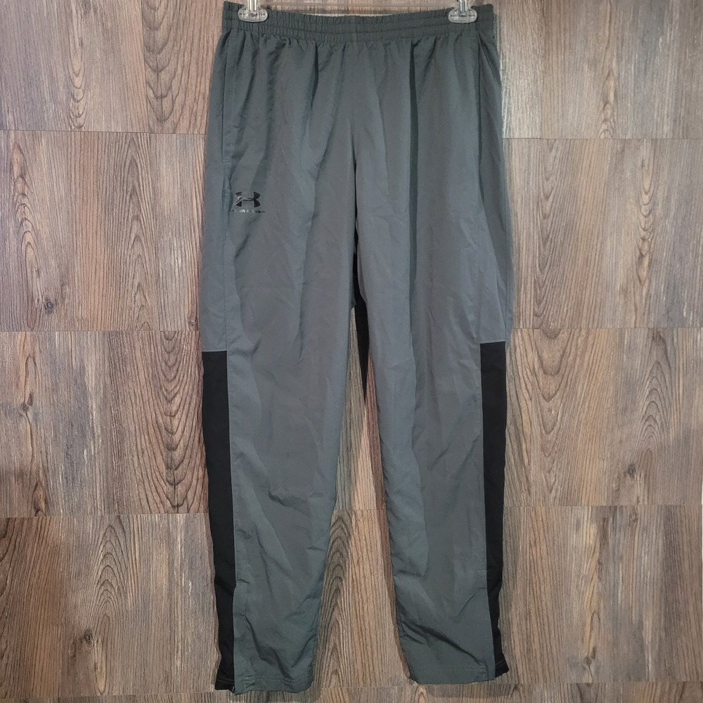 Under Armour Vital Woven Pants L x 31 Pitch Gray Mesh Lined Ankle Zip Anti-Odor
